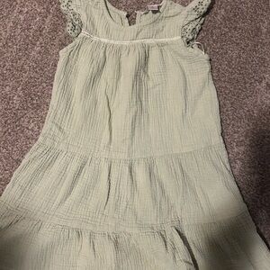 Girls' Light Sage Green Ruffle Sleeve Dress